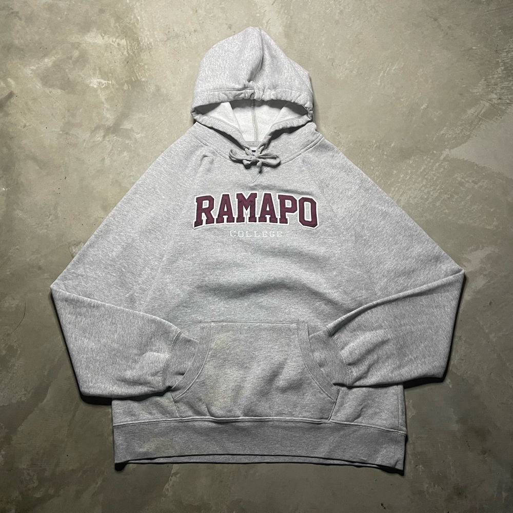 Champion Gray Hoodie with Maroon Print